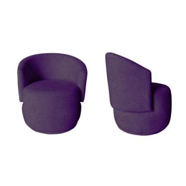 Imagem de Kit 2 Poltronas Decorativa Beatriz Orgânica Veludo Roxo - Mansão Decor