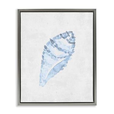 Imagem de Stupell Industries Arte de parede em tela flutuante cinza concha do mar, caracol marinho, design de Camila Juncos, 53 x 43 cm