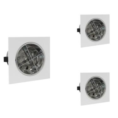 Imagem de 3 Luminária Embutir Compacta E27 Com Aleta Para 2 Lâmpada - PEDLED