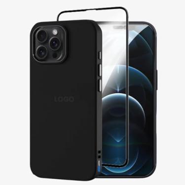 Imagem de Kit Capa Capinha Case Proteção Premium Preta Anti Impactos + Película de Vidro 3d (iPhone 12 Pro Max)