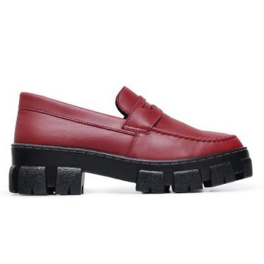Imagem de Mocassim Feminino Tratorado Oxford Vermelho - Hype, 37, Vermelho, Femi