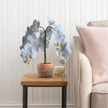 Imagem de 5 Hastes de Orquídea phalaenopsis Branca Artificial 100X15 Perfeita pa