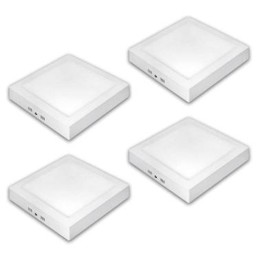 Imagem de Kit 4 Painéis Plafon LED de Sobrepor 22 cm Taschibra Quadrado 18W, Luz Branca 6500K