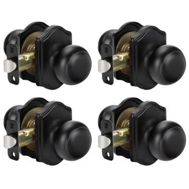Imagem de Knob Door Knob Goldenwarm Matte Black Passage for Hallway, pacote com 