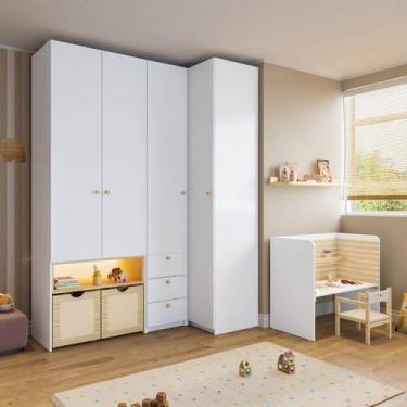 Imagem de Conjunto Mesa e Cadeira Evolutiva, Prateleira e Guarda Roupa Modulado 