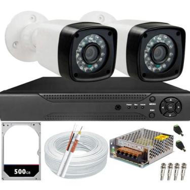 Imagem de Kit Cftv 2 Câmeras de Segurança 1080p 20m Dvr Full Hd 4ch Hd 500GB Com