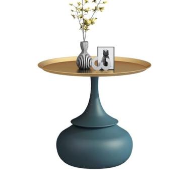 Imagem de Mesa de centro de design simples, mesa lateral redonda, moderna e minimalista, pequena mesa de centro com tampo de pedra, mesa de sofá criativa, mesa de cabeceira moderna e minimalista para sala de
