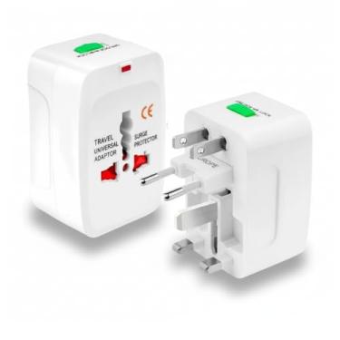 Imagem de Adaptador de Tomada Universal Para Viagem Padrão Internacional Europa UK Asia EUA JP AU EU Europeu 3 Pinos Mais de 150 Países Bivolt Trava de Segurança Portátil Ajustável PREMIUM