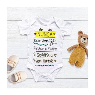 Imagem de Body Personalizado Bebê Nunca Economize Gentileza Sorrisos Bom Humor -