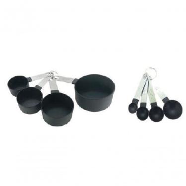 Imagem de Jogo De Xícaras E Colheres Medidoras Com Alça Inox Cinza 8 Peças - Mimo Style - Asa20395