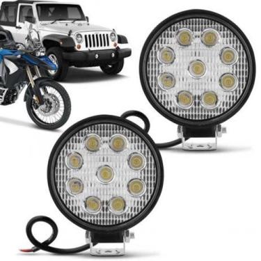 Imagem de Kit 2 Farol Milha 14 Leds 42w 12v/24v Redondo Off-road 6000k - Marfree