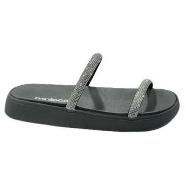 Imagem de Sandália Feminina Papete Moleca Brilho Preto Cristal 5469118, Preto, C