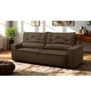 Imagem de Sofá Retrátil e Reclinável 2 lugares com Molas 1,50m Lima Suede Marrom