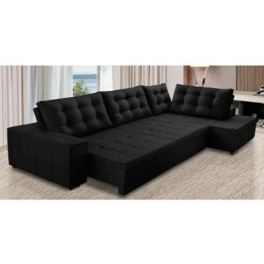 Imagem de Sofá de Canto Retrátil e Reclinável com Molas 3,40x2,00 Berlim Suede P