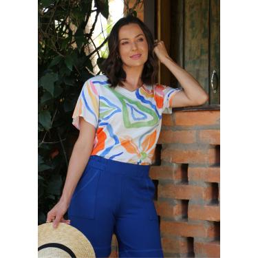 Imagem de Blusa Pau a Pique Viscose Estampada Laranja