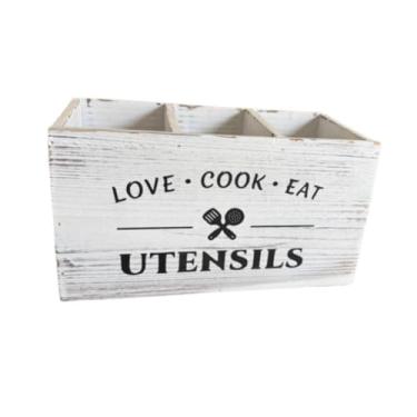 Imagem de KiBcsLic Suporte de utensílios de madeira para, organizador de armazenamento, canetas de madeira, porta-lápis, copo para, espátulas RV, Branco