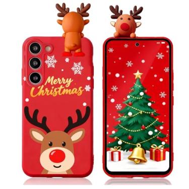 Imagem de Esakycn Capa para Samsung Galaxy A56 5G Natal, capa de telefone silicone vermelho 3D boneca brinquedo de Natal com design para meninas mulheres presente capa fina à prova de choque macia fofa para