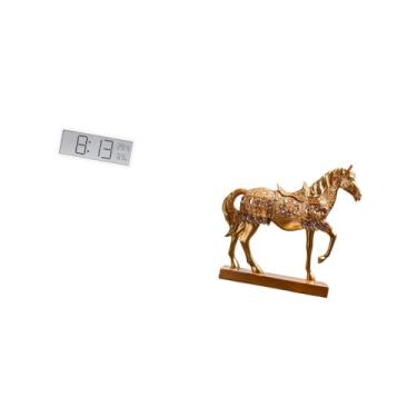 Imagem de Fenteer Relógio de Parede Digital, Relógio de Mesa, Multiuso, Grande, Display de Temperatura E Umidade, Estatueta de Cavalo, Decoração, Escultura de Animal, E