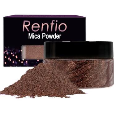 Imagem de Renfio Pigmento De Pó Mica 100G, Corante Natural Metálico, Resina Epóxi Mineral Perolada Brilhante Para Pintura, Fabricação Sabão, Bombas Banho Slime, 3,5 Oz - Marrom Royal