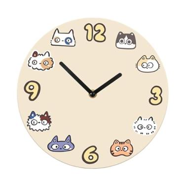 Imagem de IEUDNS Relógio de parede engraçado de gato, relógio decorativo pendurado, redondo e silencioso para cozinha e escritório, 20cm