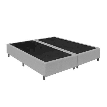 Imagem de Base Cama Box Casal Bipartido Cinza  Suede 40x138x188 - Santo Box FR