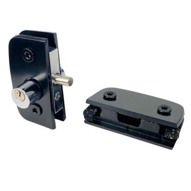 Imagem de Kit Fechadura Central 1520 com Contra Fechadura 1531 para Porta Pivotante de Vidro Temperado (Preto)
