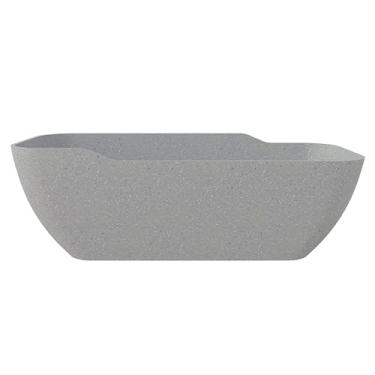 Imagem de HIGEINE Banheira de imersão externa de superfície sólida cinza exclusiva premium de 180 cm, banheira moderna de pedra de terraço, banheira de luxo estilo spa para pátio, jardim ou banheiro
