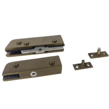 Imagem de Kit Dobradiça Inferior e Superior para Instalação de Porta Pivotante de Vidro Temperado 8 a 10 mm (Bronze)