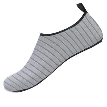Imagem de Sapatos aquáticos para mulheres e homens, meias aquáticas portáteis sem cadarço, praia, natação, ioga, para uso ao ar livre, verão, piscina, Cinza, 9.5-10 Women/8.5-9 Men