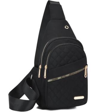 Imagem de Mochila tiracolo pequena para mulheres, bolsa de peito, bolsa tiracolo masculina, viagem, esporte, corrida, caminhada, pochete, Preto, Small