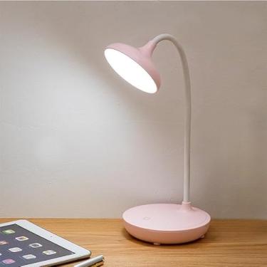 Imagem de Luminária de Mesa LED Touch Abajur Recarregável com 3 Modos de Escurecimento Design Articulado 360º Sem Fio para Estudo Leitura e Decoração de Quarto (rosa)