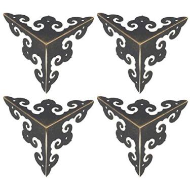Imagem de Protetor de canto de caixa vintage triangular protetor de canto para mesas caixa de joias protetor de móveis pacote com 4