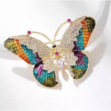Imagem de Broche de borboleta chique para mulheres, broches de cristal de strass multicoloridos, acessórios de enfeite de corpete de luxo presente para ela