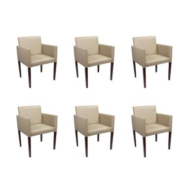Imagem de Kit 6 Poltronas Nina Executiva Em Tecido Sintético - Bege - Cor: Bege