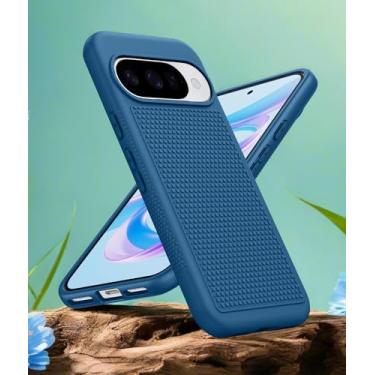 Imagem de Capa para Google Pixel 10/Pixel 10 Pro/Pixel 9/Pixel 9 Pro, leve, com textura antiderrapante, capa de celular militar – Capa protetora protetora fina e resistente à prova de choque (azul)