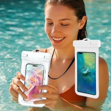 Imagem de Bolsas de telefone extra grandes à prova d'água, bolsa flutuante universal à prova d'água, bolsa seca subaquática para telefones celulares (branca)