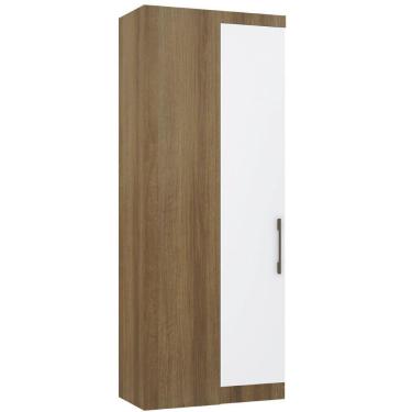 Imagem de Guarda Roupa De Canto Reto Modulado 90cm 1 Porta Paris Luciane Móveis Avelã Pf Com Branco Pf