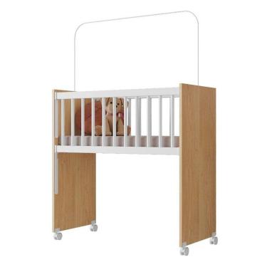 Imagem de Mini Berço Moisés New Alegria Branco Amadeirado Com Colchão – Veronez