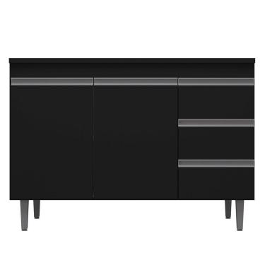 Imagem de Balcão De Pia Cozinha 2 Portas 100 Cm Preto 1820 Sem Tampo