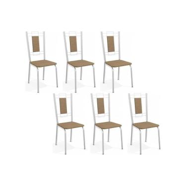 Imagem de Cadeiras De Cozinha Florença C005 Kit 6 Un Cromada - Assento Capuccino 31 - Kappesberg