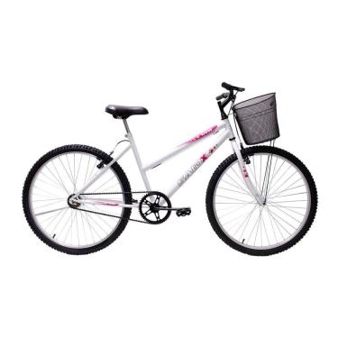 Imagem de Bicicleta Aro 26 Feminina Mono Sem Marcha Com Cesta Saidx Branca