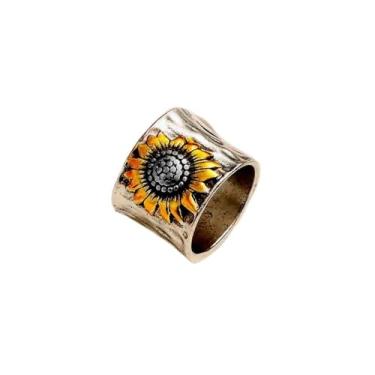 Imagem de Anel de declaração banhado a ouro branco acessório personalizado ideal para uso diário feminino casual festa feriado joia presente, 10, Cobre, Sem pedra preciosa