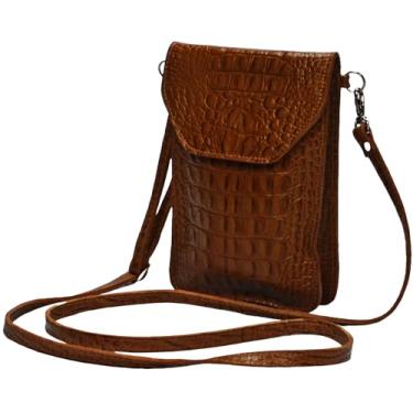 Imagem de Bolsa Feminina Transversal Pequena Porta Celular Couro Legítimo MDXB307 (Chocolate)