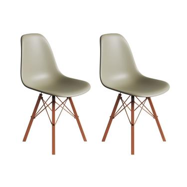 Imagem de Conjunto 2 Cadeiras Eames Estilo Moderno Em Ferro Cobre Com Assento Fendi