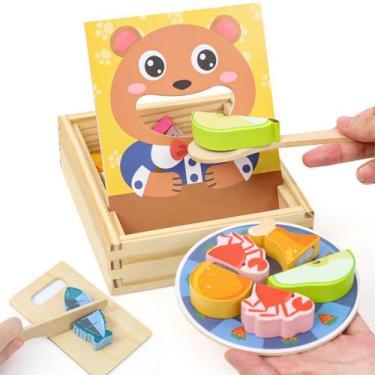 Imagem de Brinquedo de alimentação de madeira XPIY que corta frutas e vegetais p