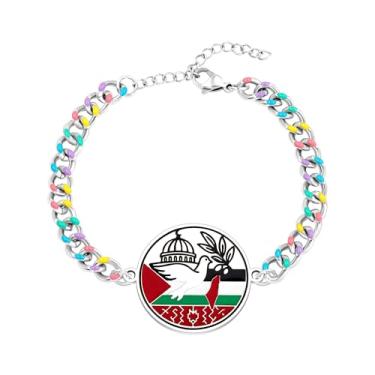 Imagem de Oneress Pulseira com bandeira da Palestina - Joias ativistas de aço inoxidável, ramo de oliveira, pomba da paz e pulseiras de declaração de justiça YA6021, Social Justice Bracelet, Aço inoxidável, Sem