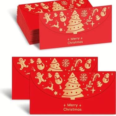Imagem de 10 porta-dinheiro de Natal para presente, envelopes de dinheiro de Natal com folha dourada e corte a laser (estilo 2)