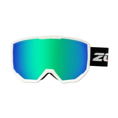 Imagem de ANSUNDA Óculos de esqui OTG, óculos de neve e snowboard esportivo para jovens adultos 100% proteção UV400 antiembaçamento (armação branca alça preta - lente verde Revo (Vlt 23%))