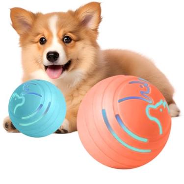 Imagem de 2 bolas de pular inteligentes para cães, bolas vibratórias brilhantes e resistentes a mordidas, brinquedos interativos para cães, adequadas para atividades ao ar livre e sala de estar, itens
