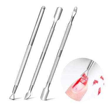 Imagem de Empurrador de cutículas – Removedor de esmalte de unha em gel triangular inoxidável, removedor de cutículas, raspador de cutículas, ferramenta para unhas das mãos e dos pés